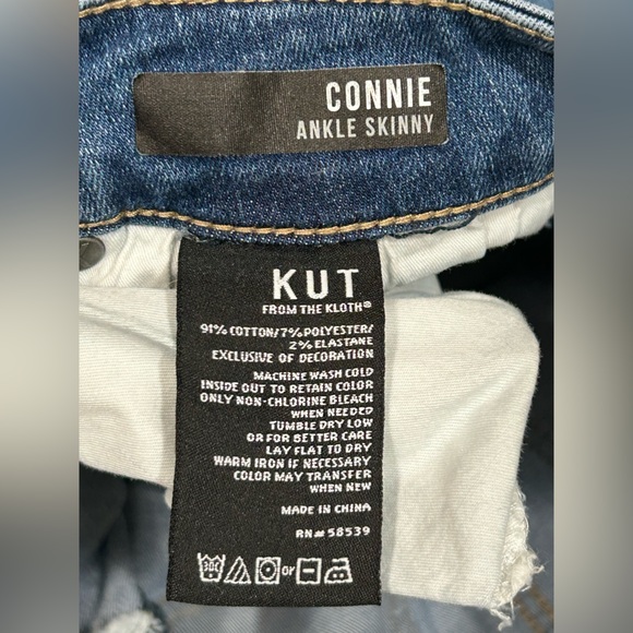 KUT From the Kloth Floral Embroidered Blue Ankle Skinny Jeans size 6 - Picture 6 of 6